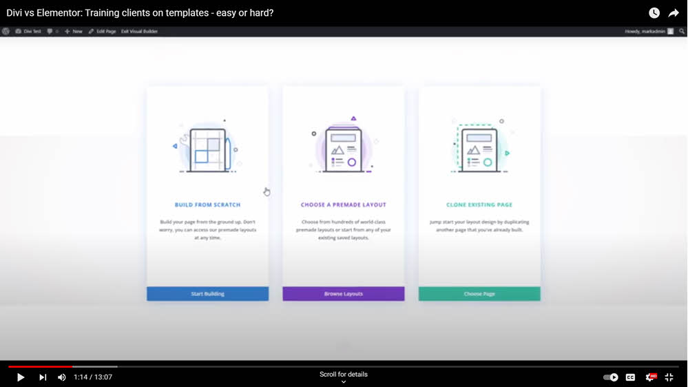 divi opening choices screen