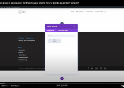 search module popup for text in Divi page builder plugin